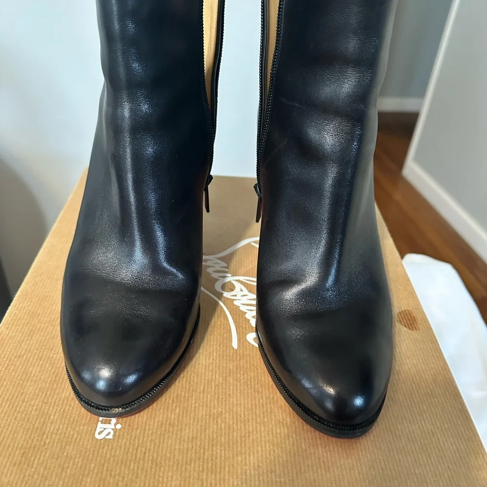Christian Louboutin Black Leather Heeled Boots size 41 - Picture 9 of 14